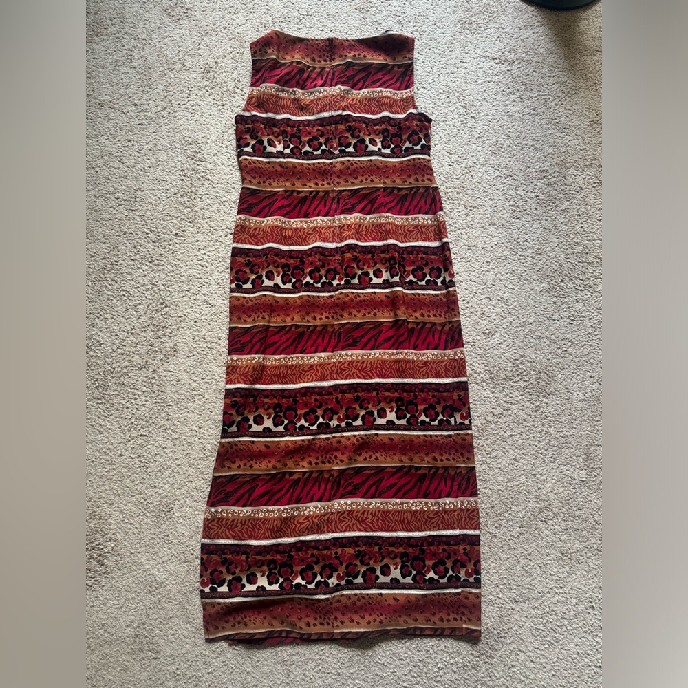 Vintage Animal Print Midi Dress